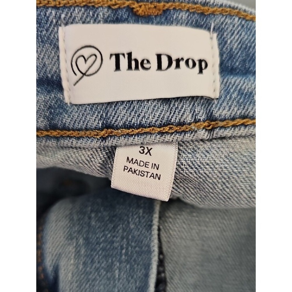 The Drop Denim Mini Skirt Y2K Boho Raw Hem Light Wash 3X - Picture 4 of 7